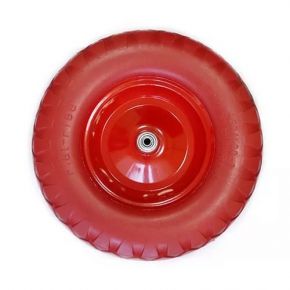 Колесо полиуретановое литое 4.80/4.00-80, красное, ось 20 мм