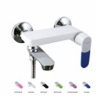 Для ванной: Frap F-3234 Белый/Хром Смеситель для ванны набор цветных ручек